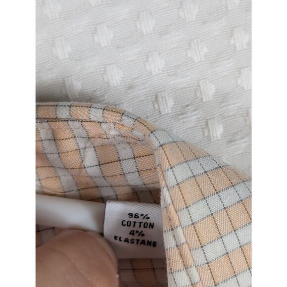 Calvin Klein 16.5 34/35 Shirt Mens Slim Fit Stretch Steel+ Tan Check Non-Iron - Picture 4 of 5